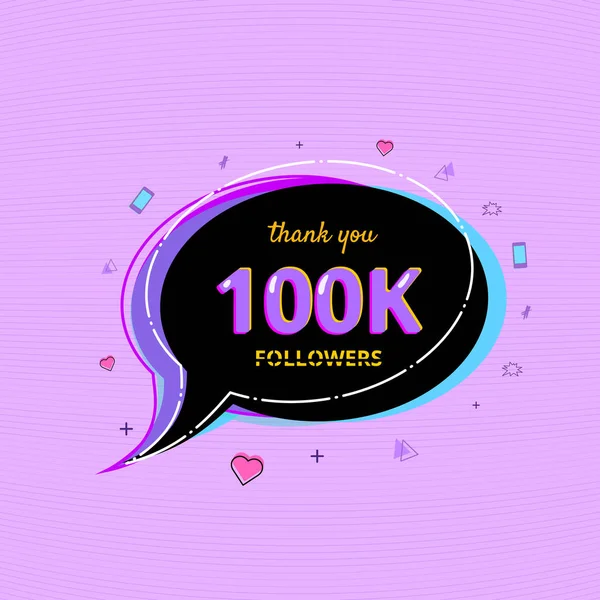 100K Followers thank you banner. Vector illustration. — Stock Vector