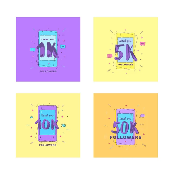 Takipçileri afiş teşekkür ederim. Vektör çizim.