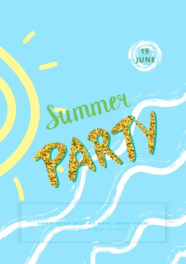 Yaz Partisi el ilanı. Vektör çizim.