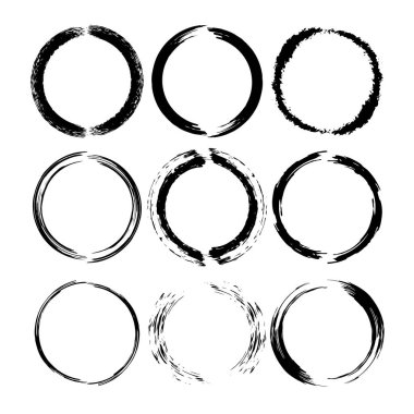 Siyah grunge çerçeve kümesi. Vektör çizim.