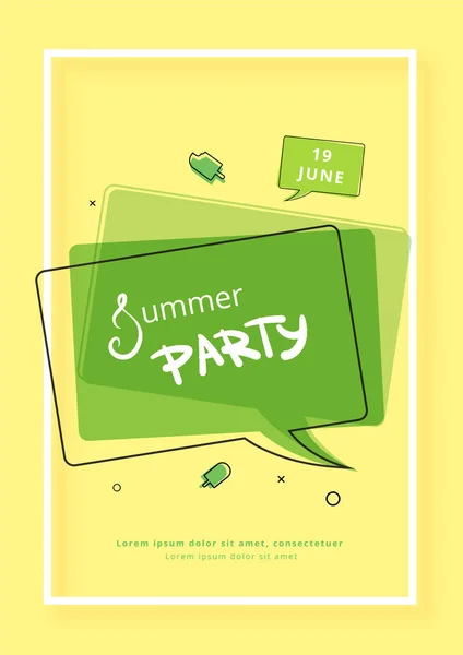 Flyer de fête d'été. Illustration vectorielle . — Image vectorielle
