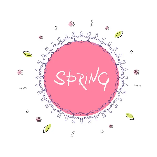 Letras de primavera en banner redondo. Ilustración vectorial . — Vector de stock