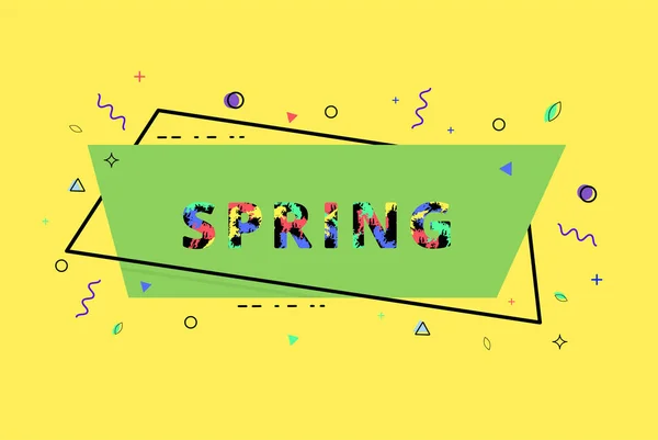 Spring  geometric banner with lettering.  Vector illustration. — Stock Vector