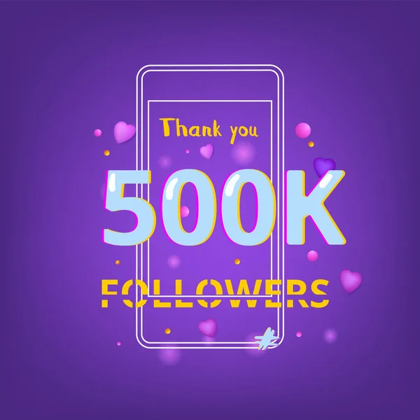 500K seguidores gracias banner. Ilustración vectorial . — Vector de stock