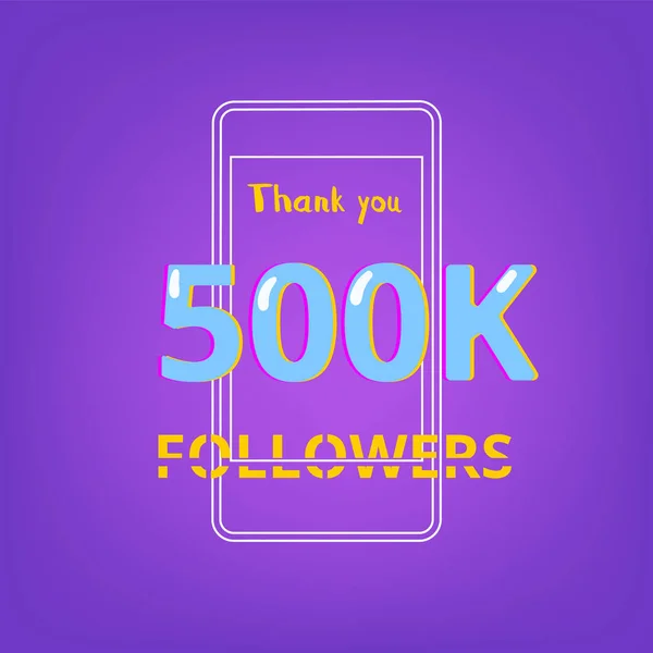 500K seguidores gracias banner. Ilustración vectorial . — Vector de stock