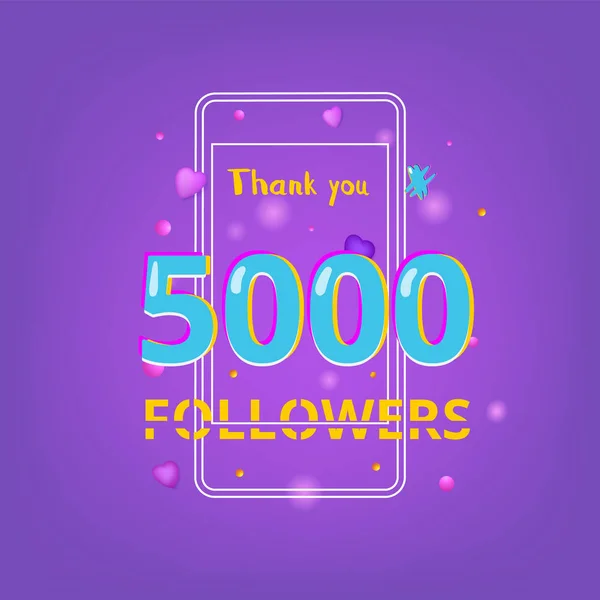 5000 seguidores gracias banner. Ilustración vectorial . — Vector de stock