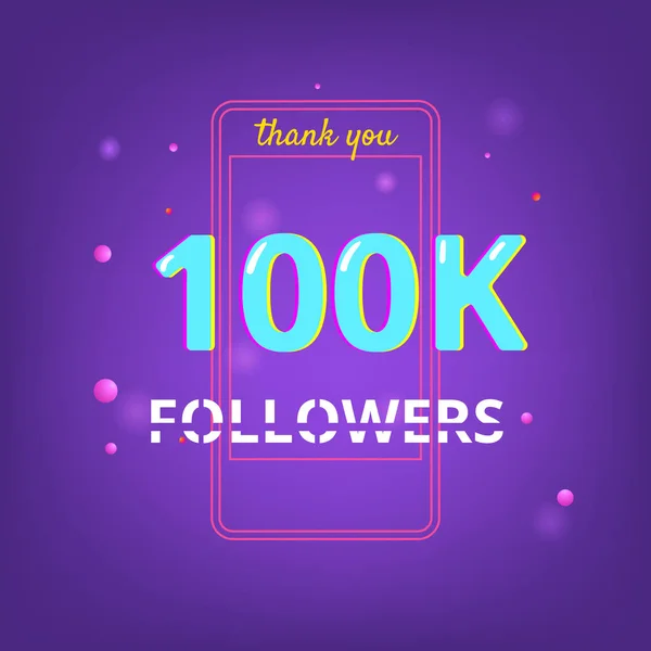 100K Followers thank you banner. Vector illustration. — Stock Vector