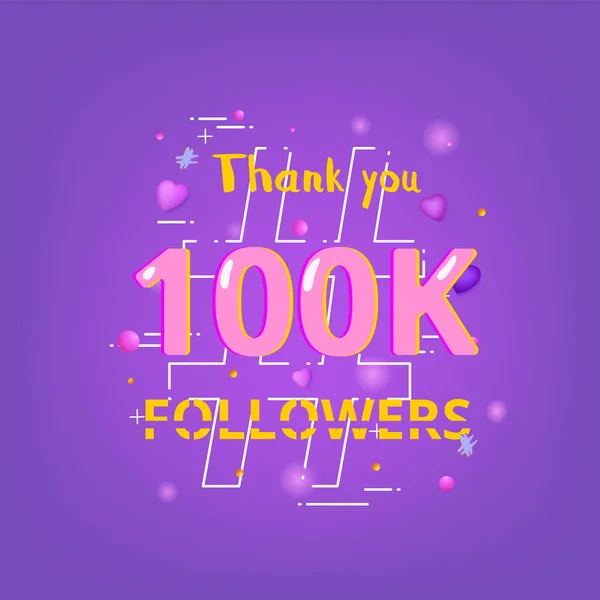 100K Followers thank you banner. Vector illustration. — Stock Vector