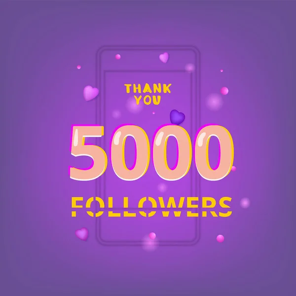 5000 seguidores gracias banner. Ilustración vectorial . — Vector de stock