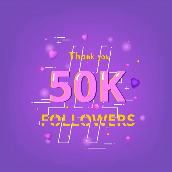 50K seguidores gracias banner. Ilustración vectorial . — Vector de stock