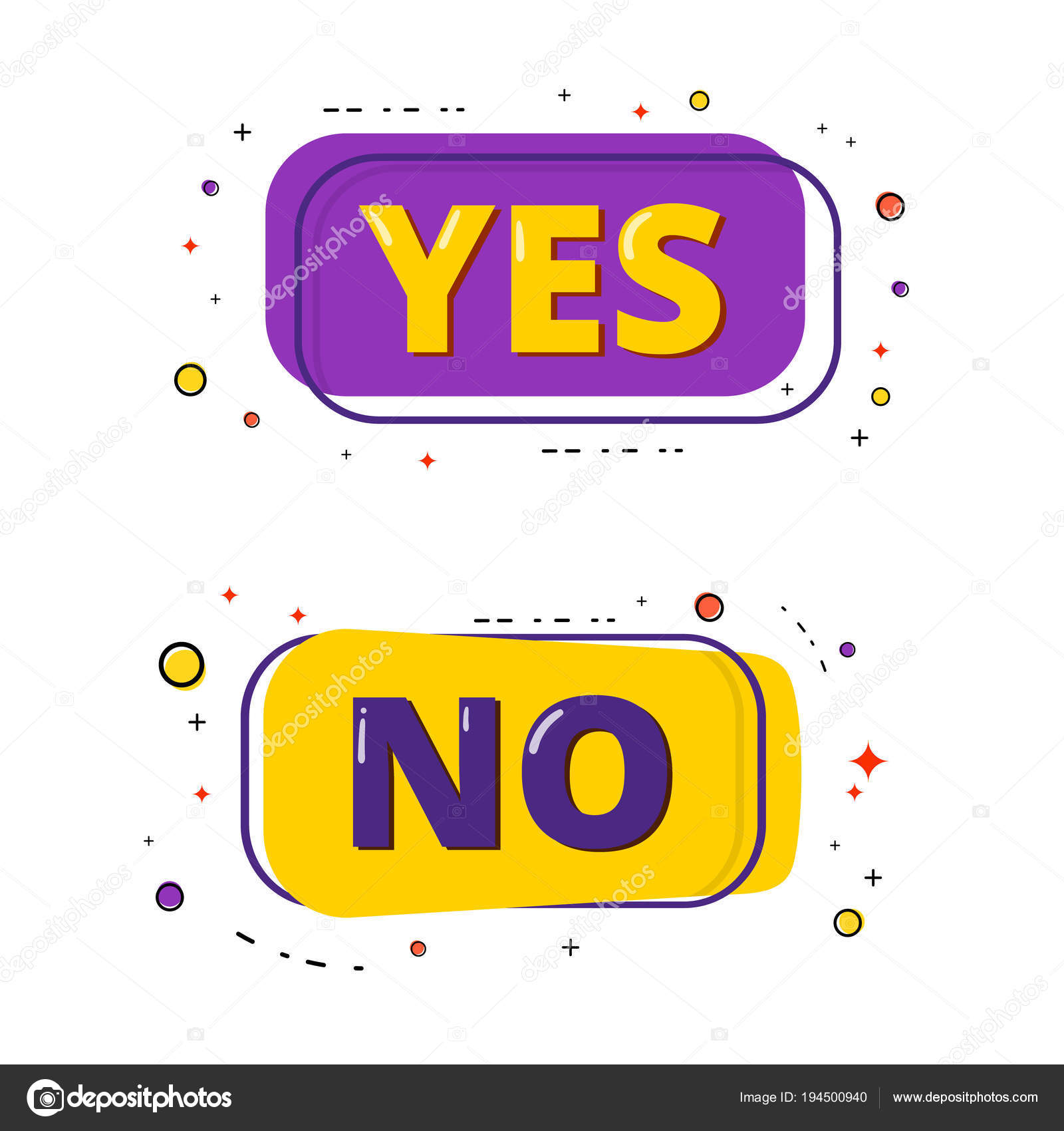 Yes and No lettering. Vector illustration. Stock Vector Image by