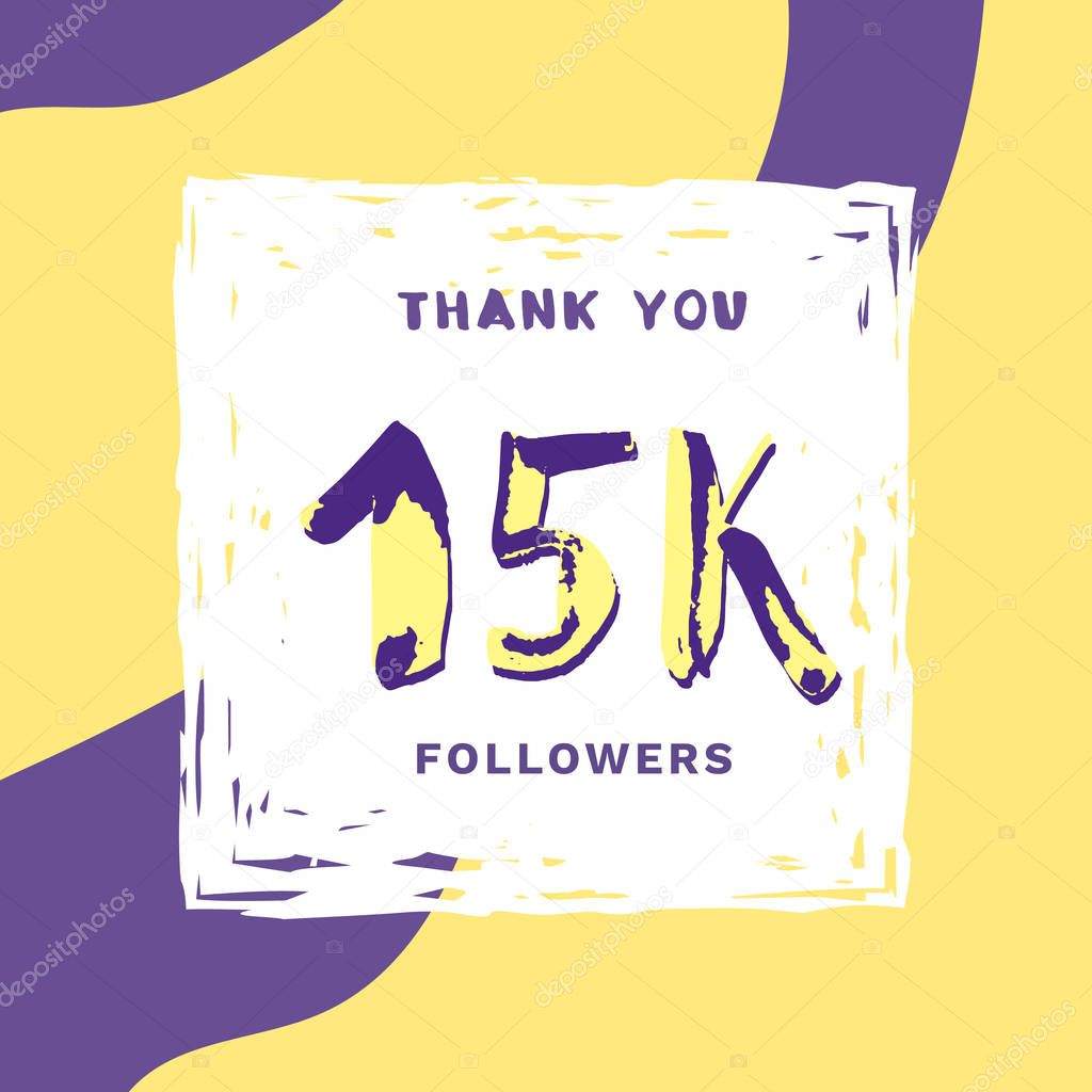 15K followers thank you. Vector illustration.