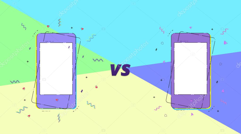 Versus card with phones. Vector illustration.