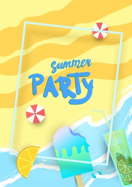 Dikey yaz partisi el ilanı. Vektör çizim.