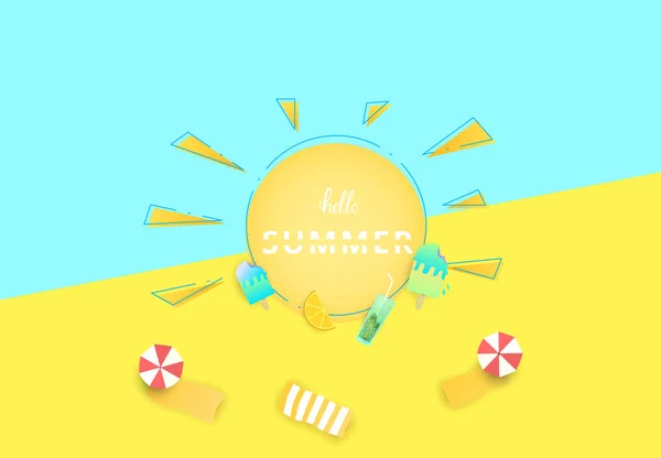 Bonjour la carte d'été. Illustration vectorielle . — Image vectorielle