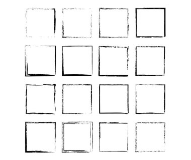 Grunge siyah çerçeveler kümesi. Kenarlıkları fırçalar.