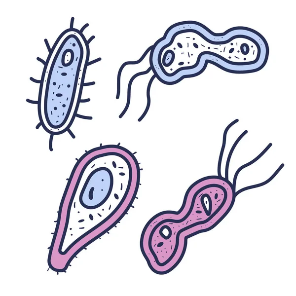 Bacterias cell Vector illustartion en estilo doodle — Vector de stock