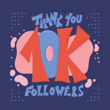 10k folowers teşekkür kartı. Vektör çizimi.