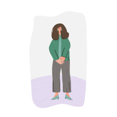 Kız karakterler izole. Vektör şirin kadın yanılmış..