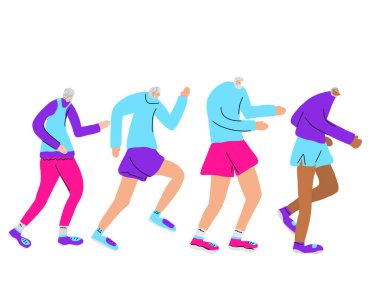 Runner. Yaşlı insan izole koşu. Vektör tasarımı