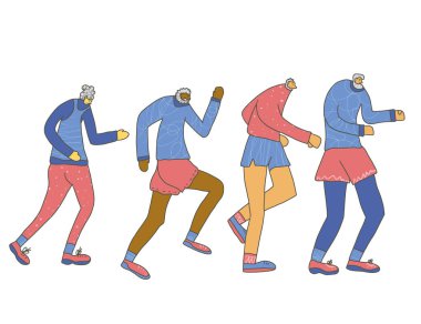 Runner. Yaşlı insan izole koşu. Vektör tasarımı