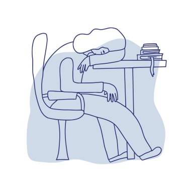 Tired person sitting and sleeping. Vector design. clipart
