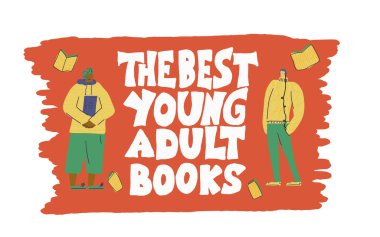 Genç yetişkinler kitap ifadeler ayarlayın. Vektör illustartion