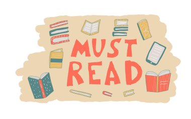 Genç yetişkinler kitap ifadeler ayarlayın. Vektör illustartion