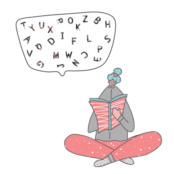 Концепция дислексии Векторный знак со стилизованными буквами — стоковый вектор