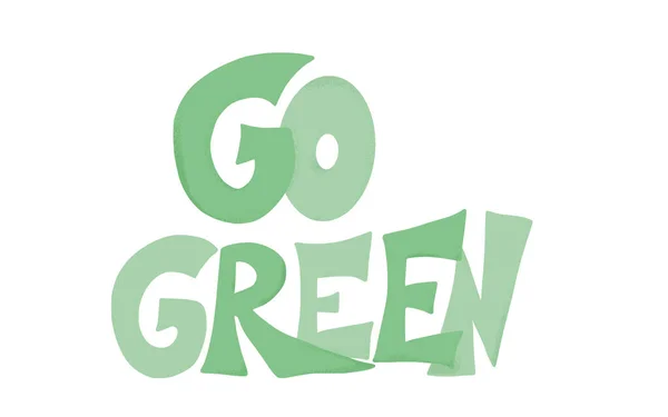 Go green text. Ecological slogan. Hand drawn quote. — Stock Vector