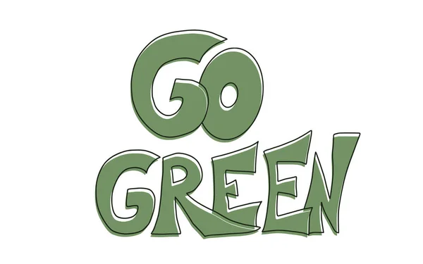 Go green text. Ecological slogan. Hand drawn quote. — Stock Vector