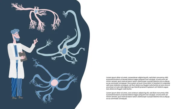 神经元细胞。矢量简单设计初发. — 图库矢量图片
