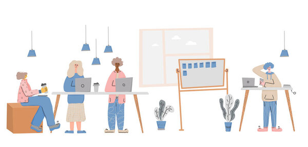 Деловые люди работают за столом. Векторное понятие
.