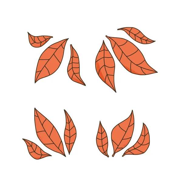 Conjunto de hojas de otoño en estilo garabato . — Archivo Imágenes Vectoriales