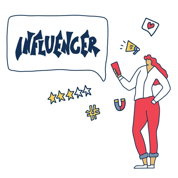 Jonge volwassen influencer geïsoleerd Vector plat ontwerp — Stockvector