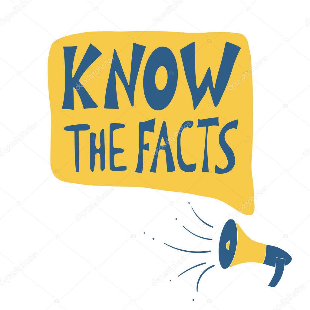 Quote about facts set. Vector stylized text.