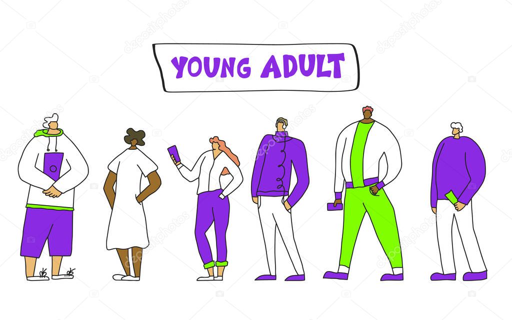Young adult characters isolated Vector flat design