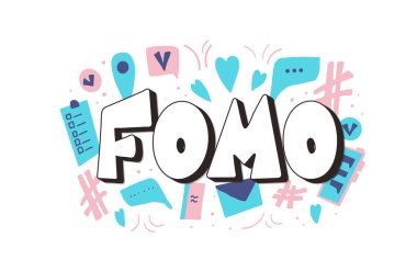 Fomo vektör el çizimi metin. Biçimlendirilmiş kelime.
