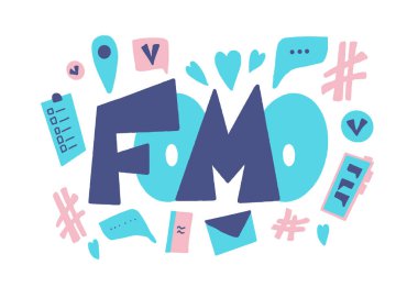 Fomo vektör el çizimi metin. Biçimlendirilmiş kelime.