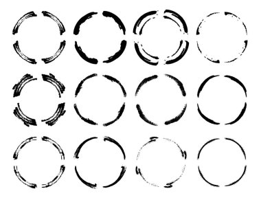 Grunge siyah çerçeveler kümesi. Kenarlıkları fırçalar.