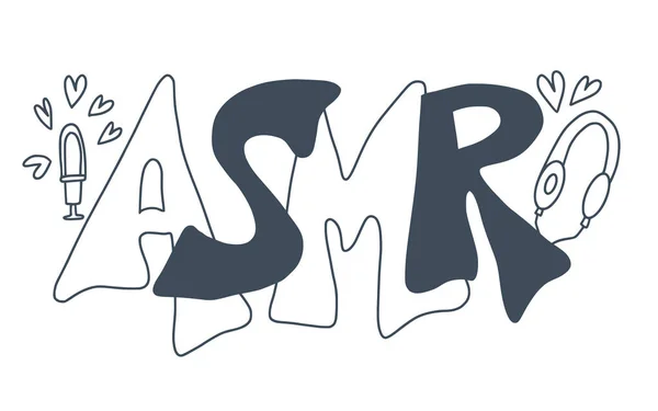 Acronimo ASMR. Lettere disegnate a mano vettoriale . — Vettoriale Stock