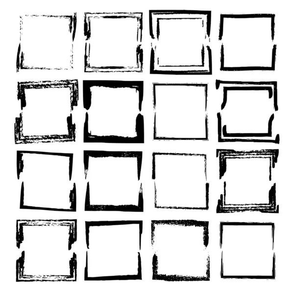 Grunge siyah çerçeveler kümesi. Kenarlıkları fırçalar.