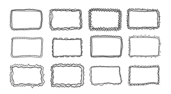 Set of hand drawn frames. Vector illustration. — Stock Vector