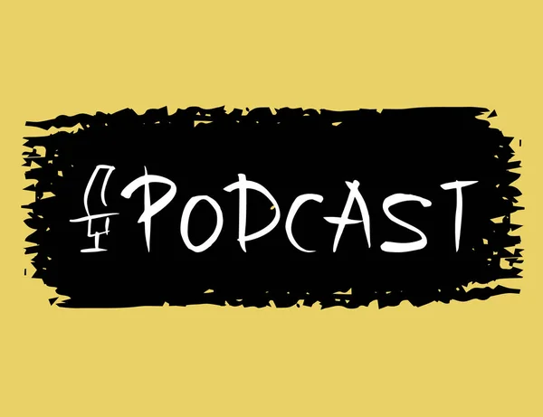 Podcast-text. Logotypemblem. Vektorfärgsdesign. — Stock vektor