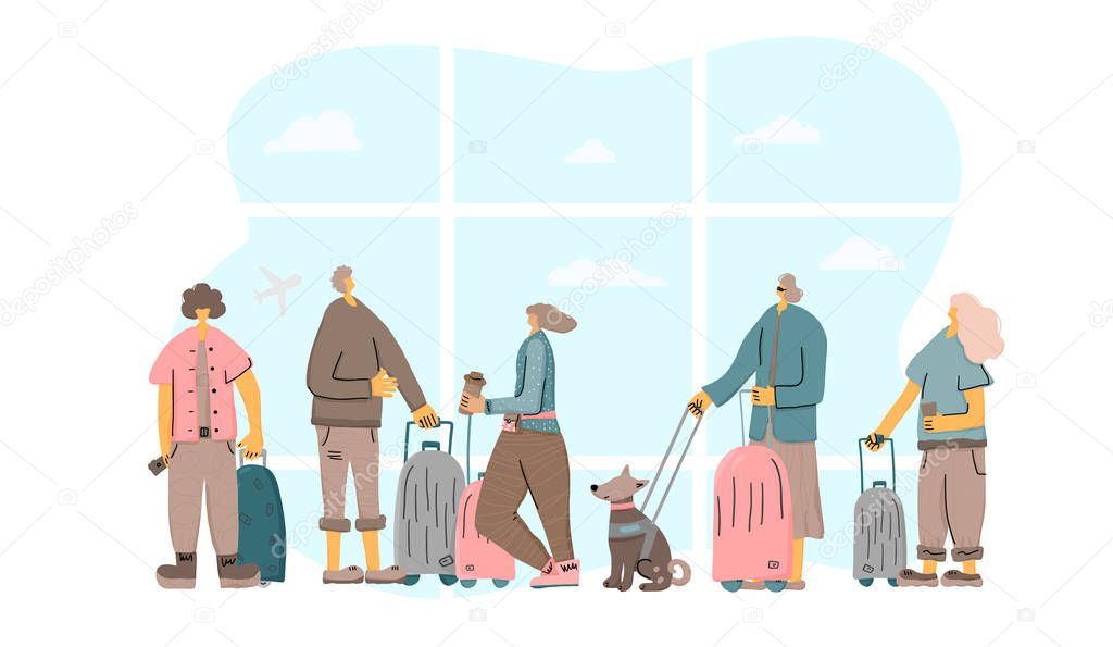 Travel people stand full length Vector flat design