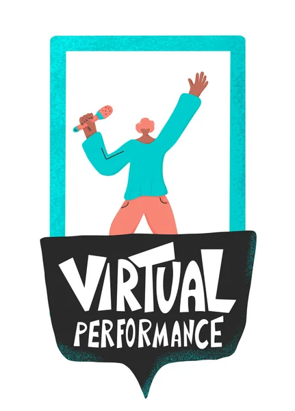 Virtueller Performance-Text. Phrase zur Sprechblase. — Stockvektor