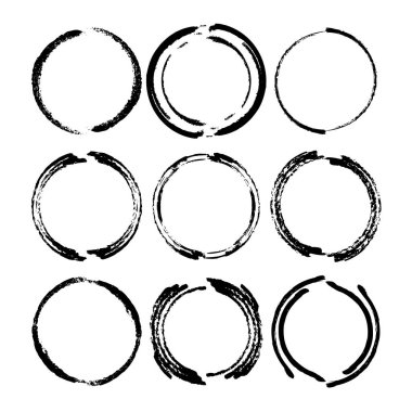 Grunge siyah çerçeveler kümesi. Kenarlıkları fırçalar.