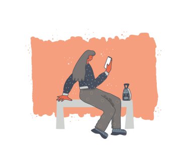 Kız karakteri izole. Vektör şirin kadın yanılmış..