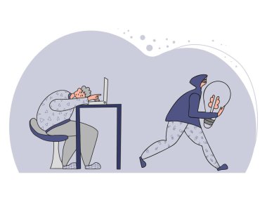 İntihal konsepti. Vektör el çizimi özelliği