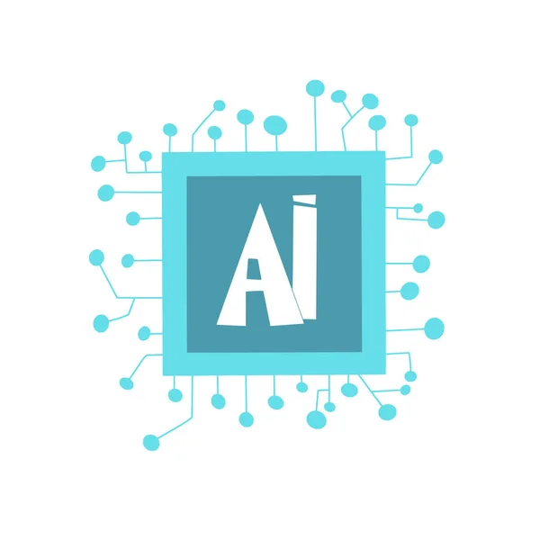 Artificial intelligence. AI hand drawn vector icon — Stock Vector